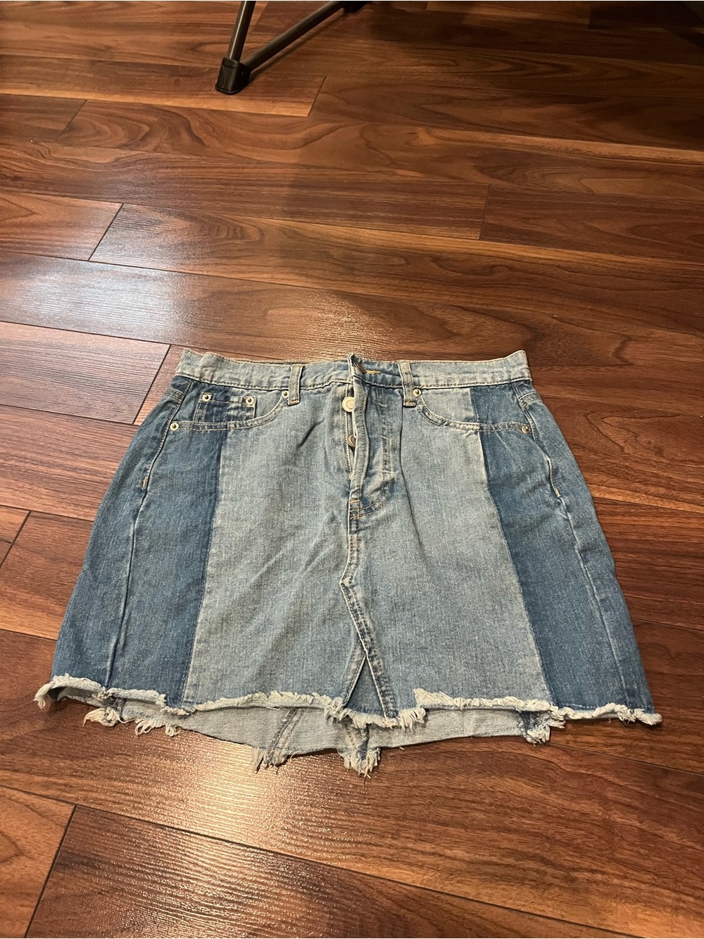 Denim Colorblock Skirt - Light & Medium Blue